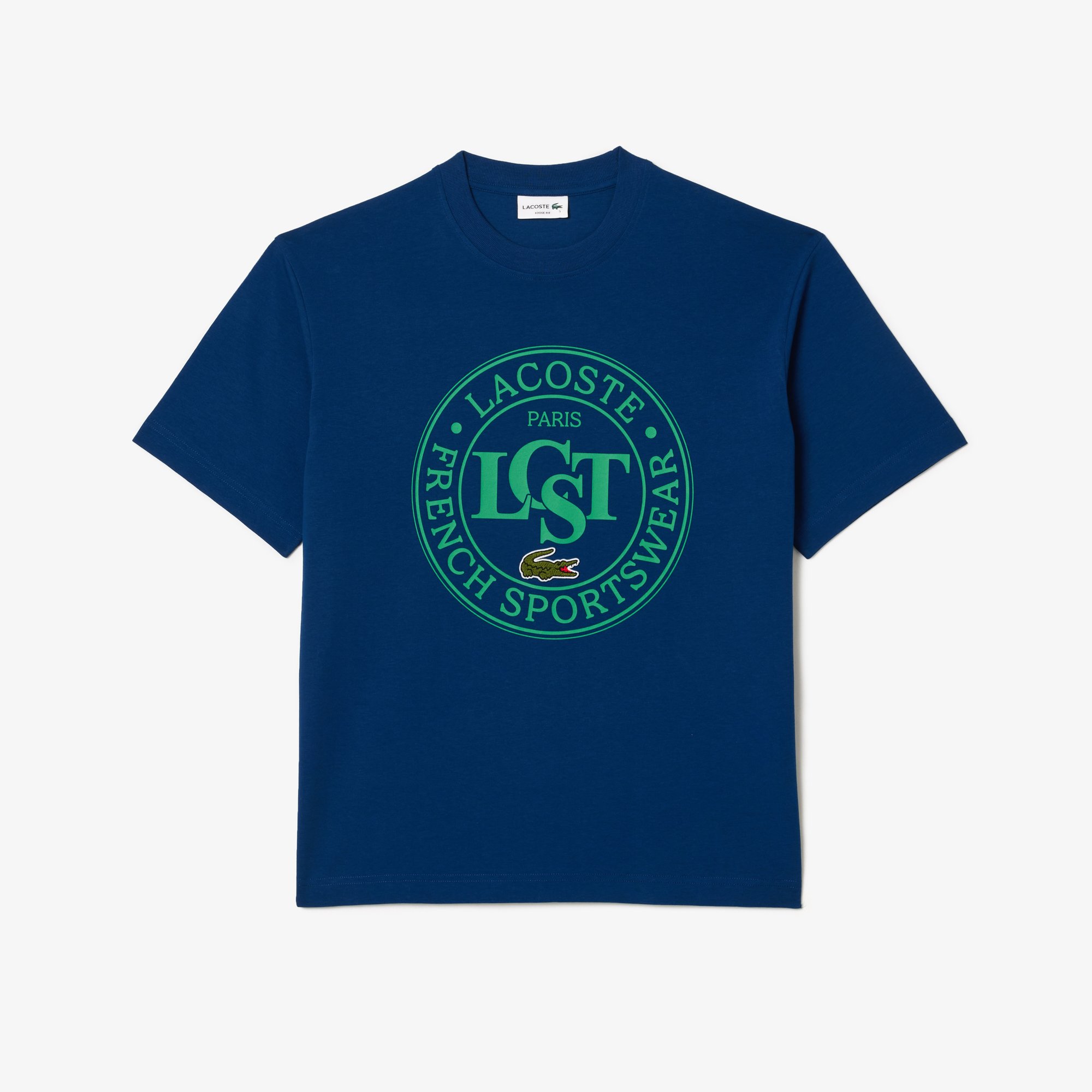 Áo Thun Lacoste Nam Dáng Rộng Chất Liệu Cotton Dày Họa Tiết In