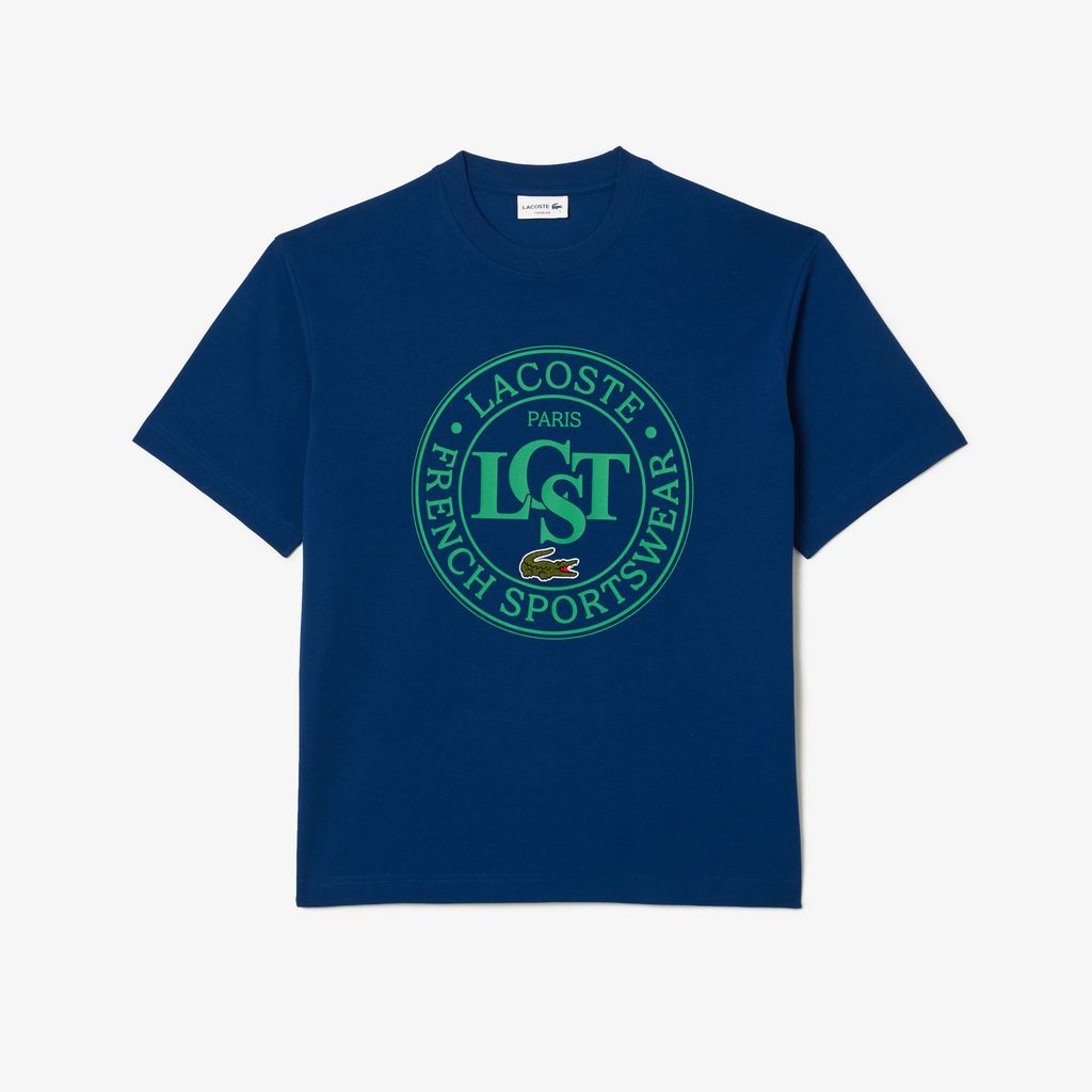 Áo Thun Lacoste Nam Dáng Rộng Chất Liệu Cotton Dày Họa Tiết In