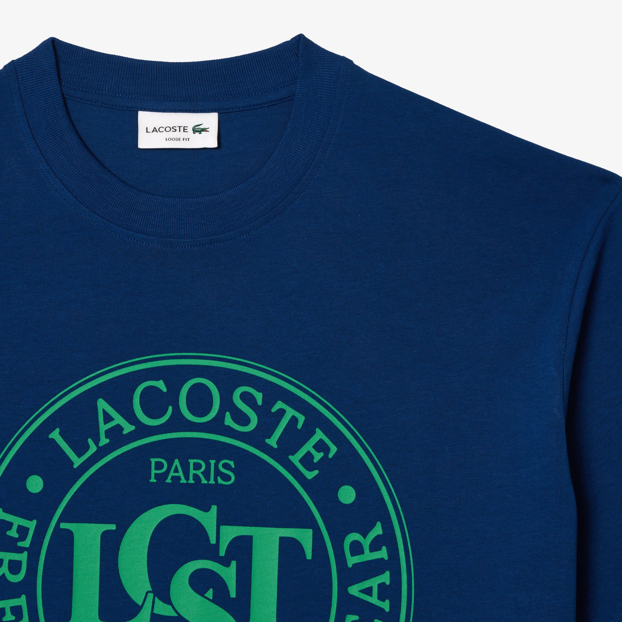 Áo Thun Lacoste Nam Dáng Rộng Chất Liệu Cotton Dày Họa Tiết In