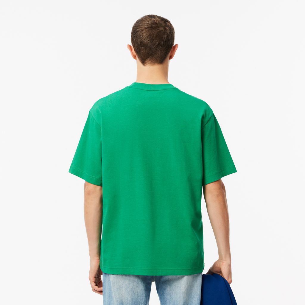Áo Thun Lacoste Nam Dáng Rộng Chất Liệu Cotton Dày Họa Tiết In