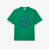 Áo Thun Lacoste Nam Dáng Rộng Chất Liệu Cotton Dày Họa Tiết In