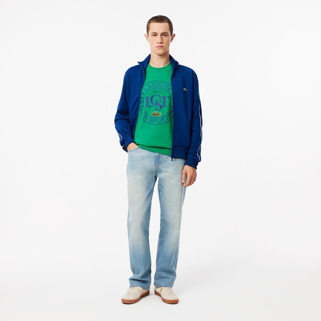 Áo Thun Lacoste Nam Dáng Rộng Chất Liệu Cotton Dày Họa Tiết In