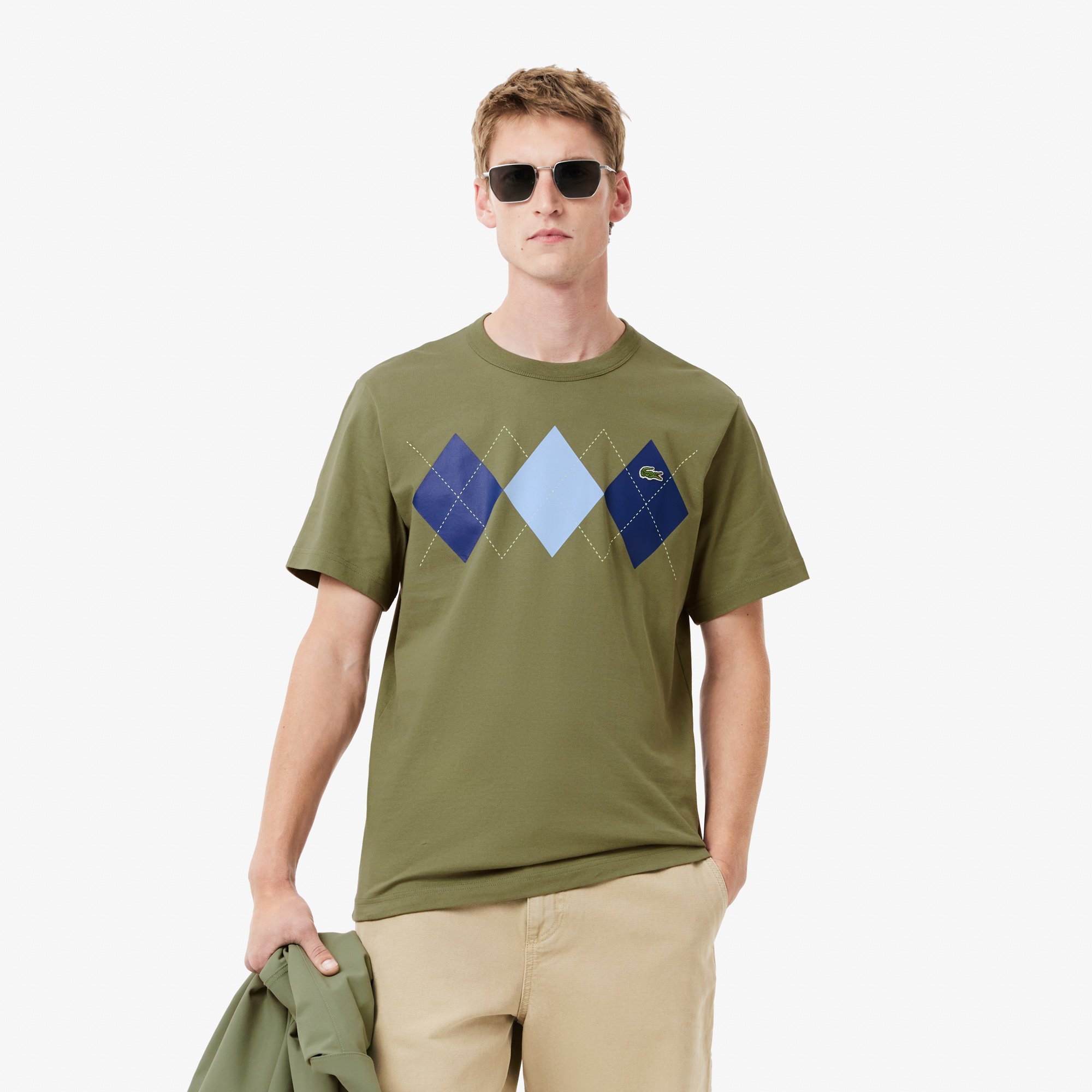 Áo Thun Lacoste Nam Chất Liệu Cotton Argyle Dày Họa Tiết In