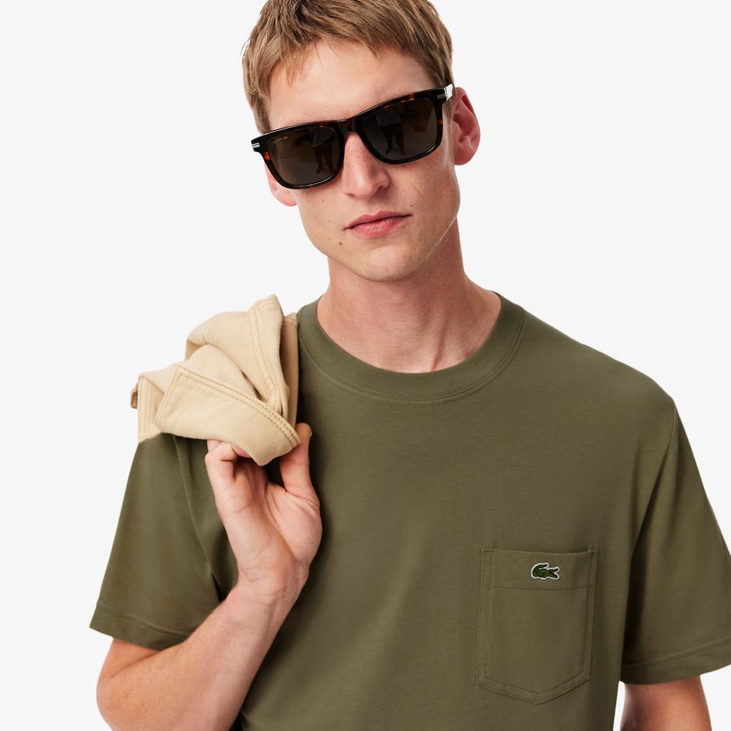Áo Thun Lacoste Nam Chất Liệu Cotton Có Túi Ngực