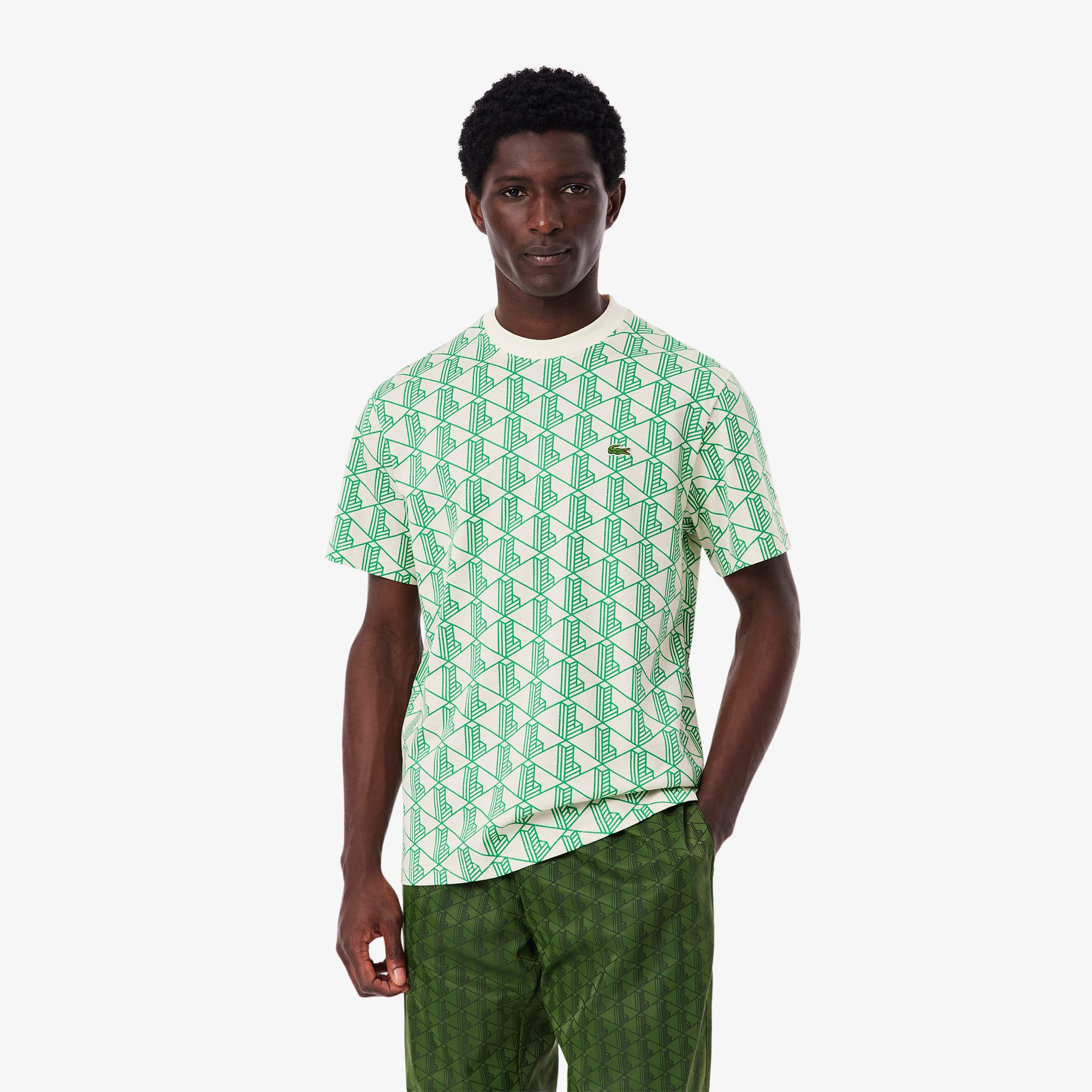 Áo Thun Lacoste Nam Chất Liệu Cotton Họa Tiết Monogram