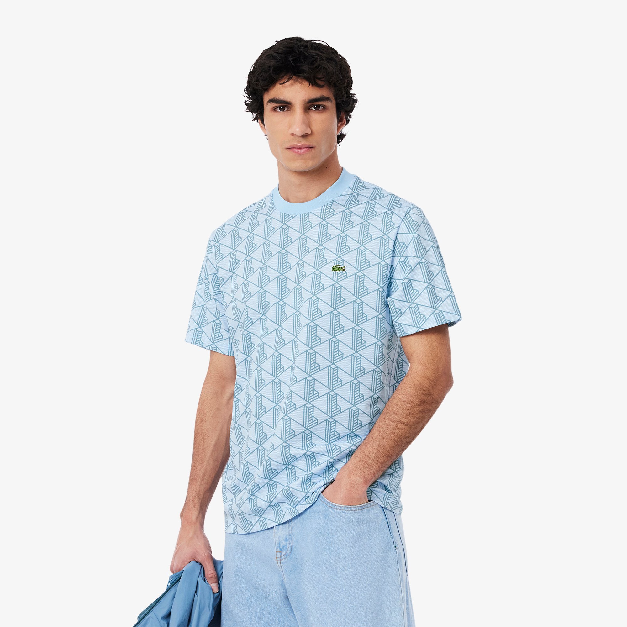 Áo Thun Lacoste Nam Chất Liệu Cotton Họa Tiết Monogram
