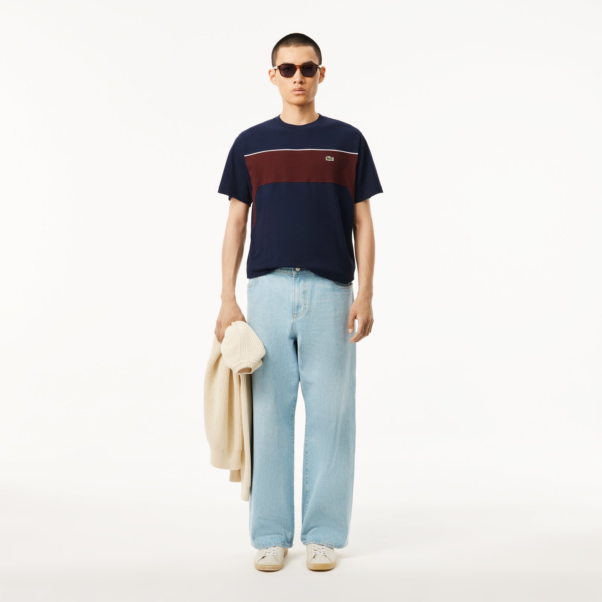Áo Thun Lacoste Nam Chất Liệu Jersey Cotton Họa Tiết Color-Block