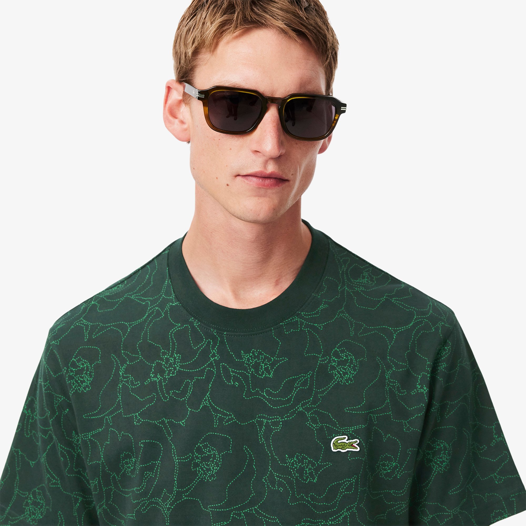 Áo Thun Lacoste Nam Chất Liệu Cotton Dày Họa Tiết In