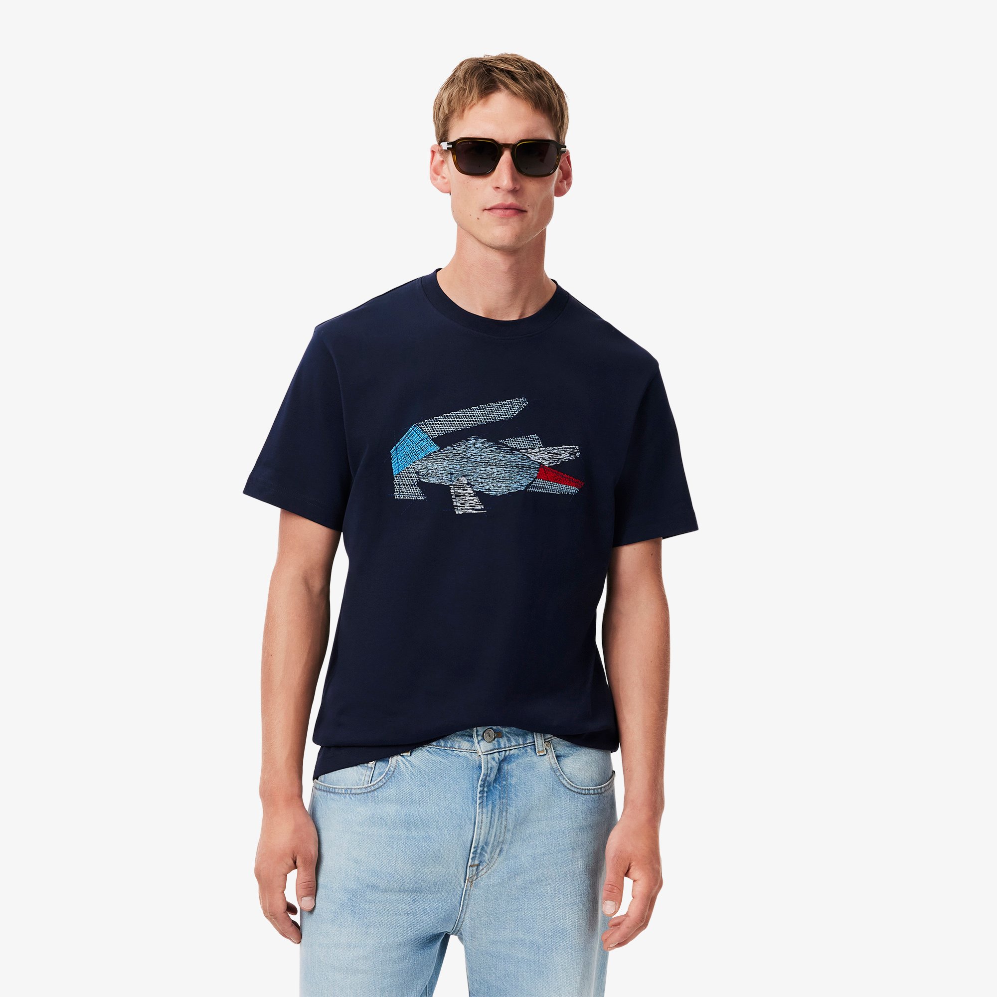 Áo Thun Lacoste Nam Chất Liệu Cotton Dày Họa Tiết Cá Sấu