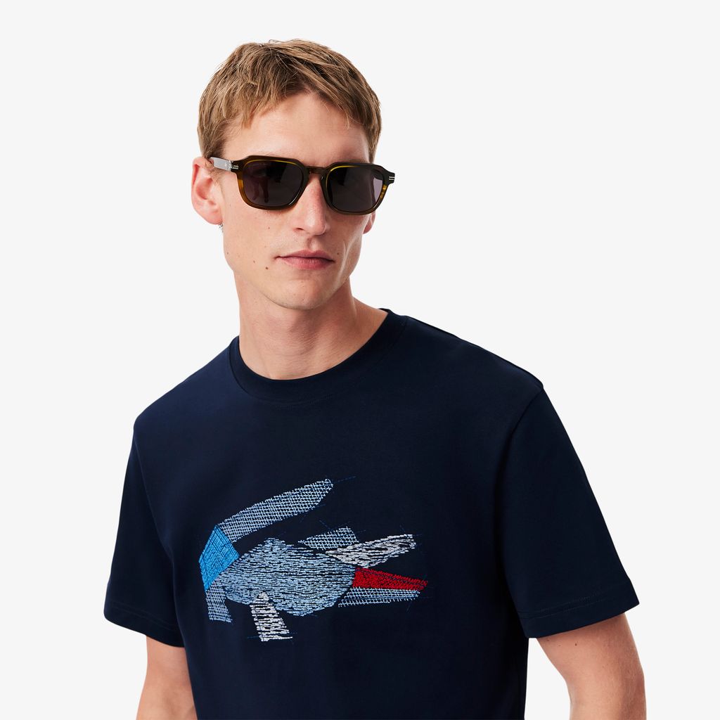 Áo Thun Lacoste Nam Chất Liệu Cotton Dày Họa Tiết Cá Sấu