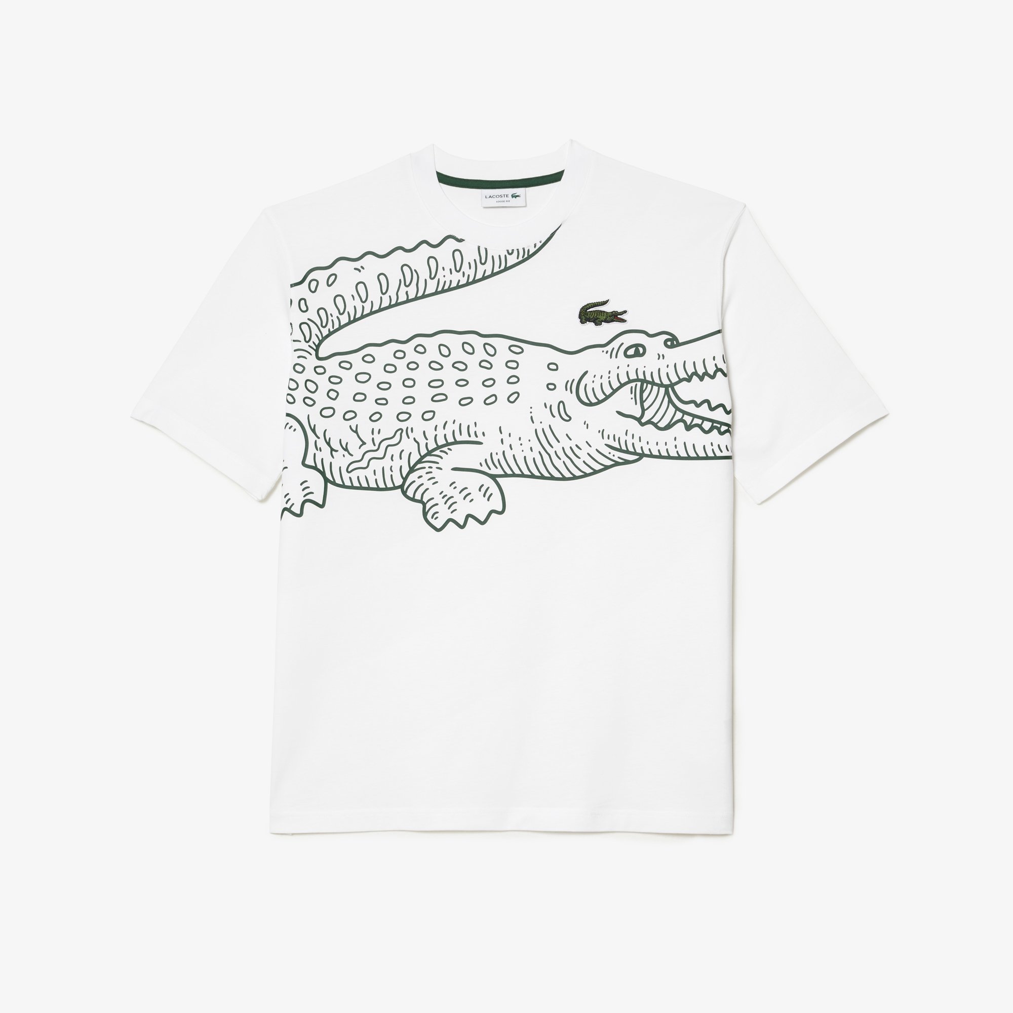 Áo Thun Lacoste Nam Dáng Suông Cổ Tròn In Họa Tiết Cá Sấu