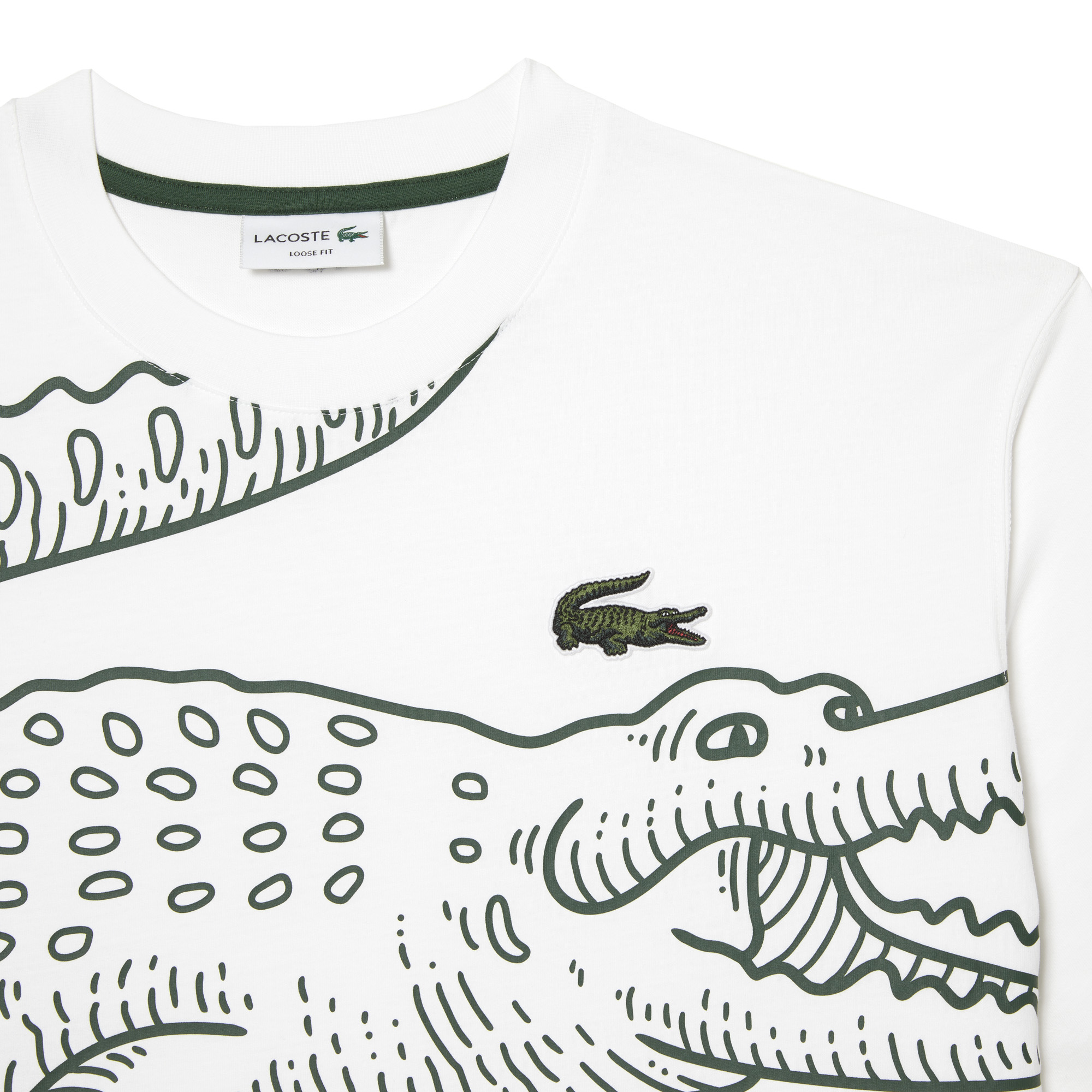 Áo Thun Lacoste Nam Dáng Suông Cổ Tròn In Họa Tiết Cá Sấu