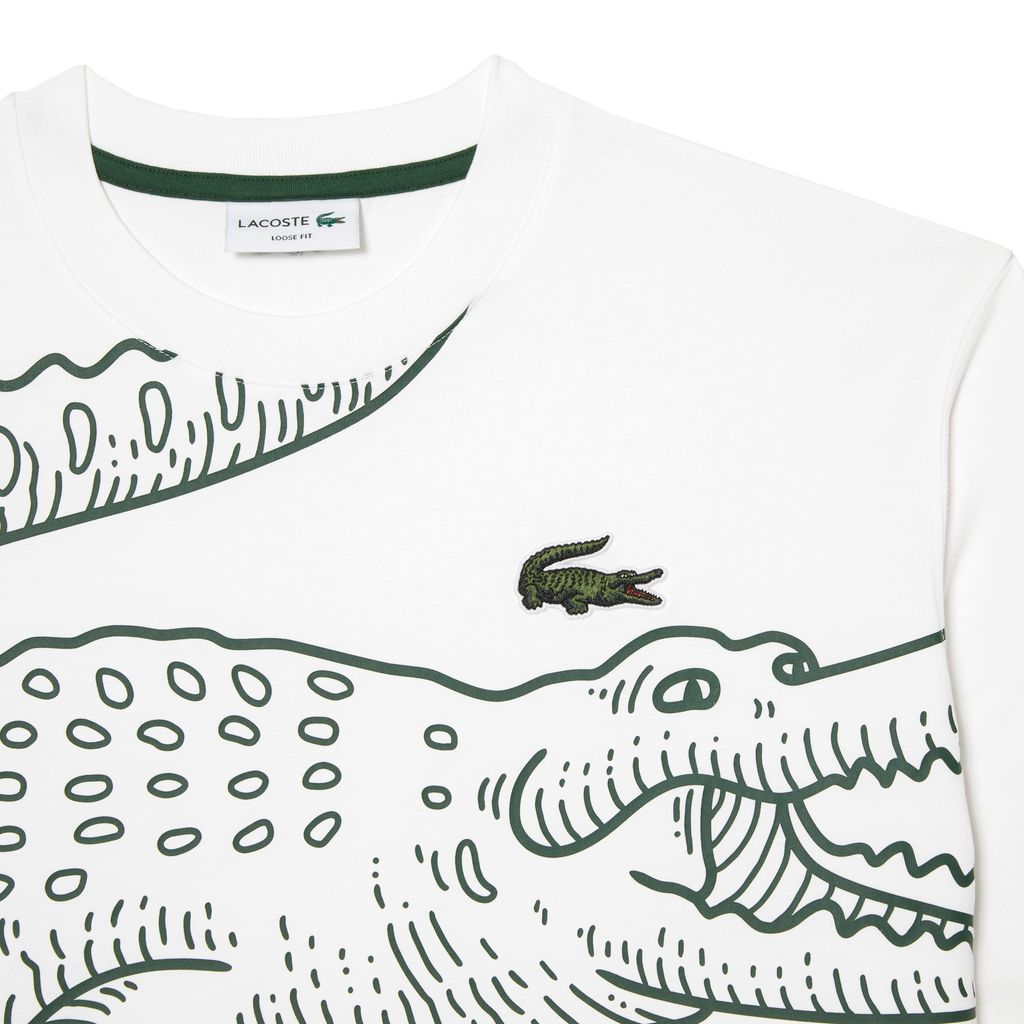 Áo Thun Lacoste Nam Dáng Suông Cổ Tròn In Họa Tiết Cá Sấu