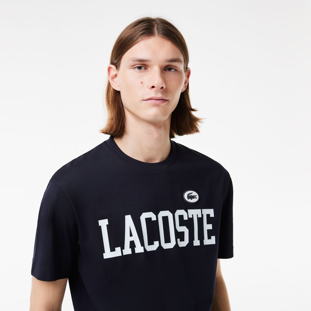 Áo Thun Lacoste Nam Có Huy Hiệu Tương Phản Chất Liệu Cotton