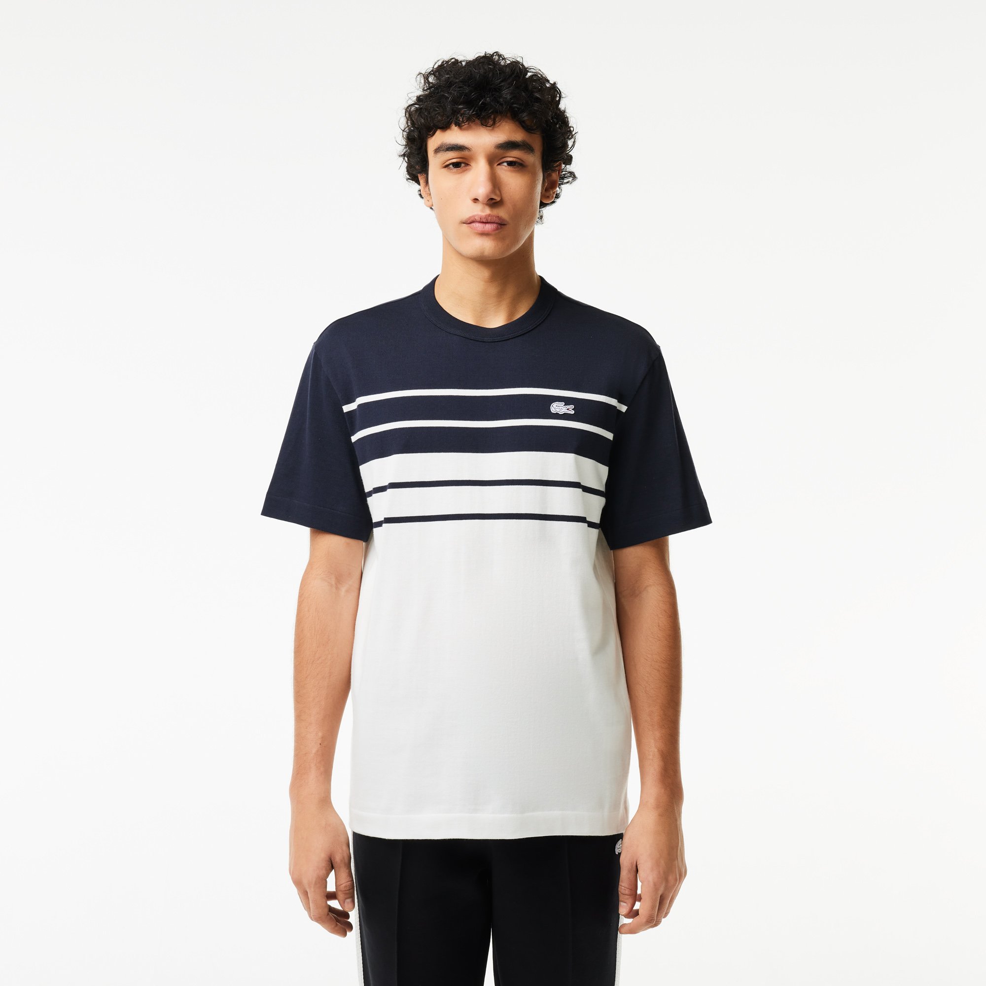 Áo Thun Lacoste Nam Sọc Sản Xuất Tại Pháp Chất Liệu Cotton Dày