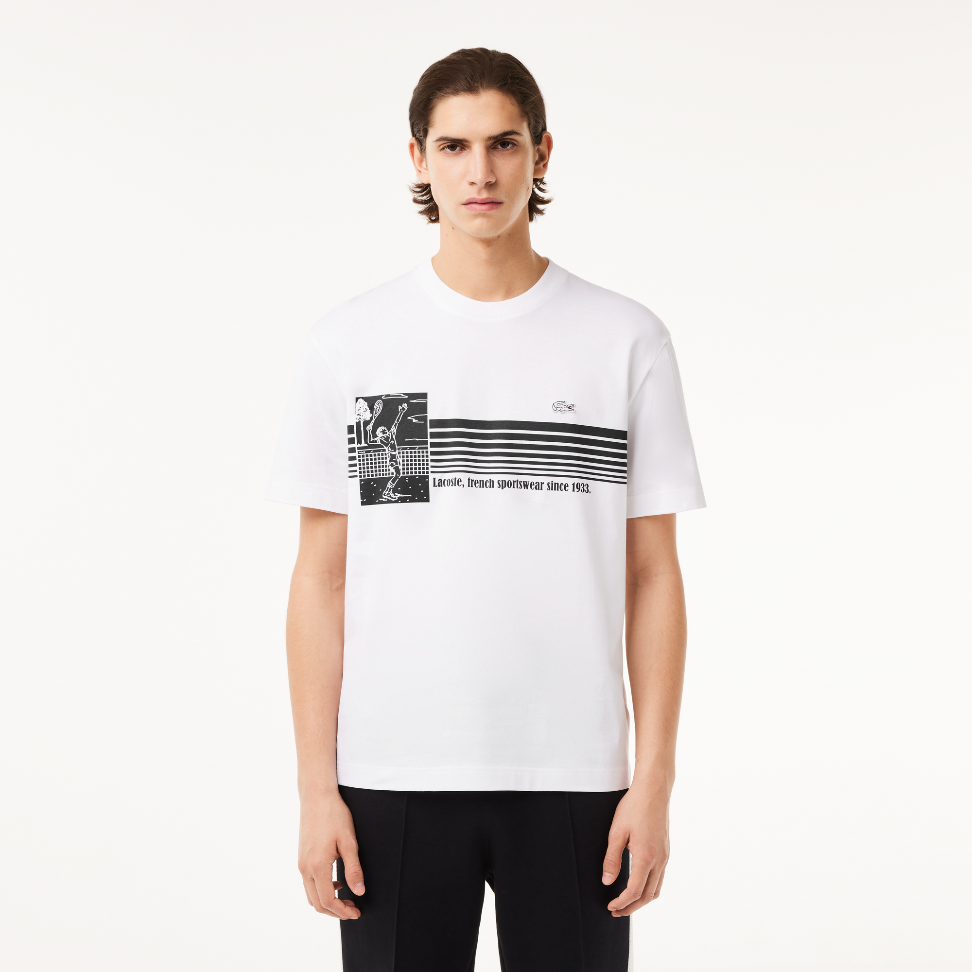 Áo Thun Tennis Lacoste Nam Sản Xuất Tại Pháp Chất Liệu Cotton Dày
