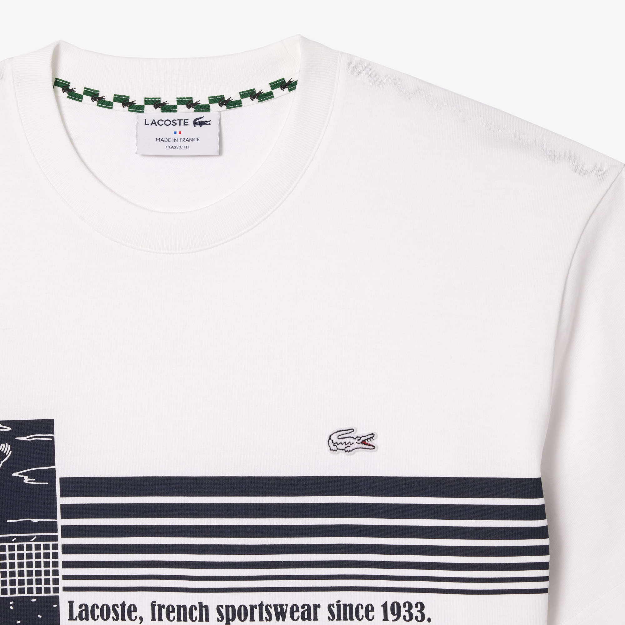 Áo Thun Tennis Lacoste Nam Sản Xuất Tại Pháp Họa Tiết In Chất Liệu Dày
