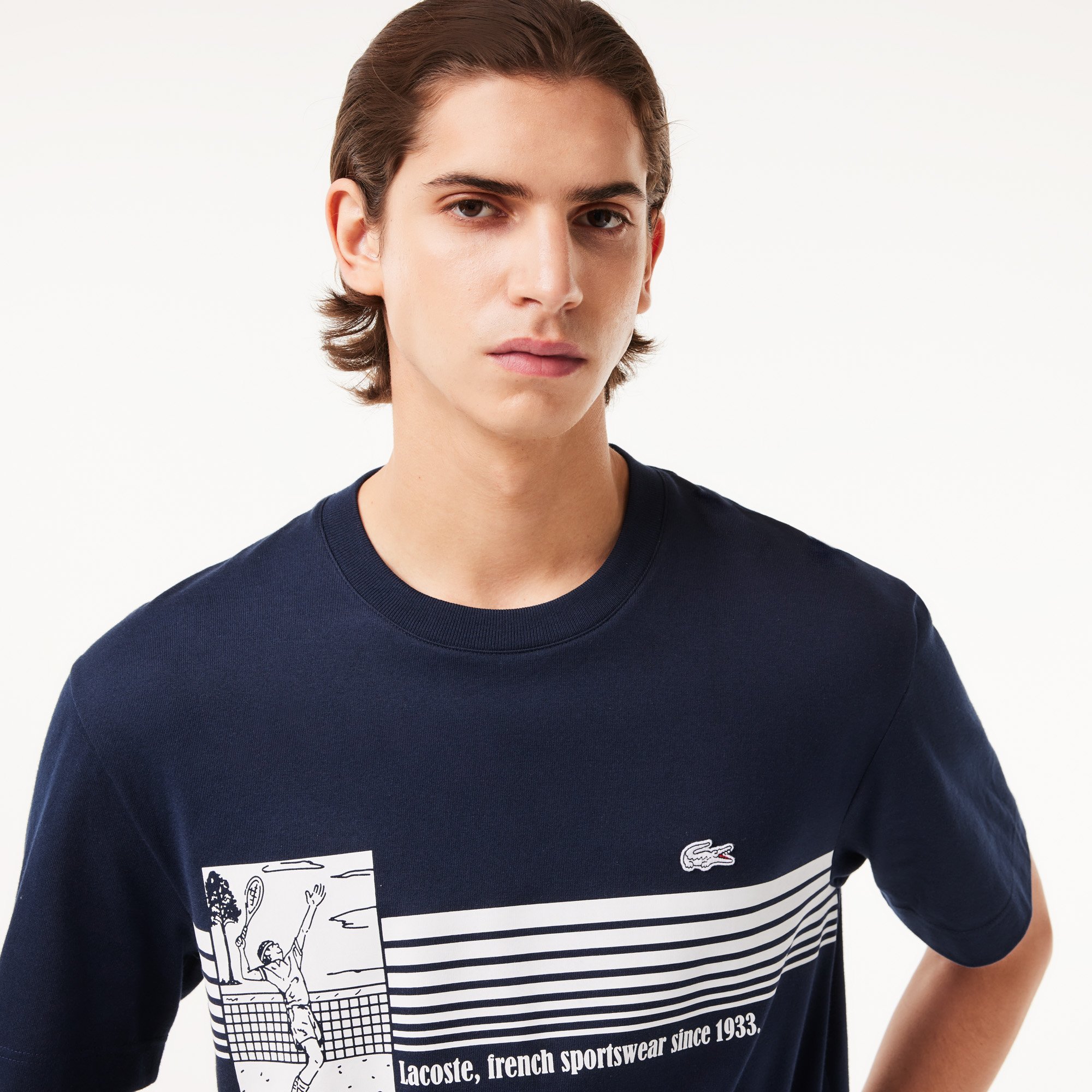 Áo Thun Tennis Lacoste Nam Sản Xuất Tại Pháp Chất Liệu Cotton Dày