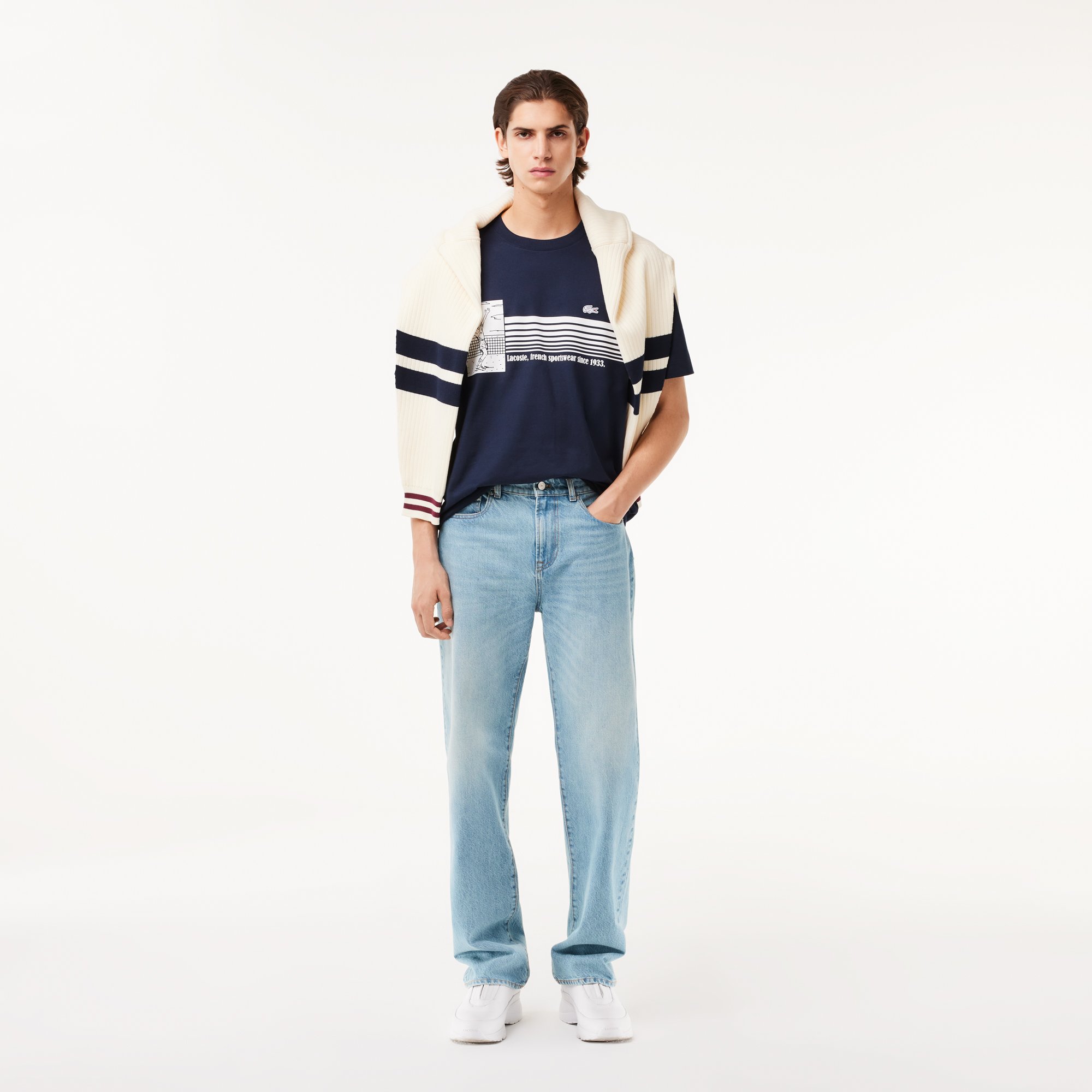 Áo Thun Tennis Lacoste Nam Sản Xuất Tại Pháp Chất Liệu Cotton Dày