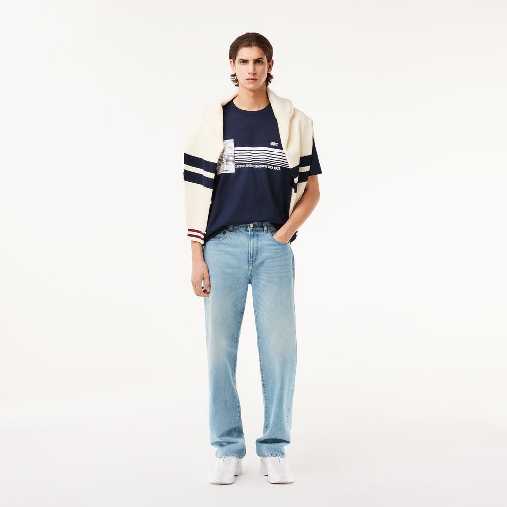 Áo Thun Tennis Lacoste Nam Sản Xuất Tại Pháp Chất Liệu Cotton Dày