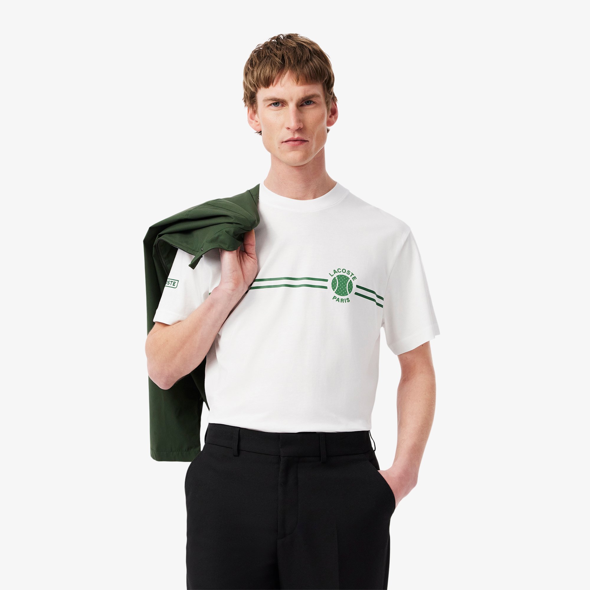 Áo Thun Lacoste Nam Chất Liệu Cotton Jersey Họa Tiết Thêu Và In