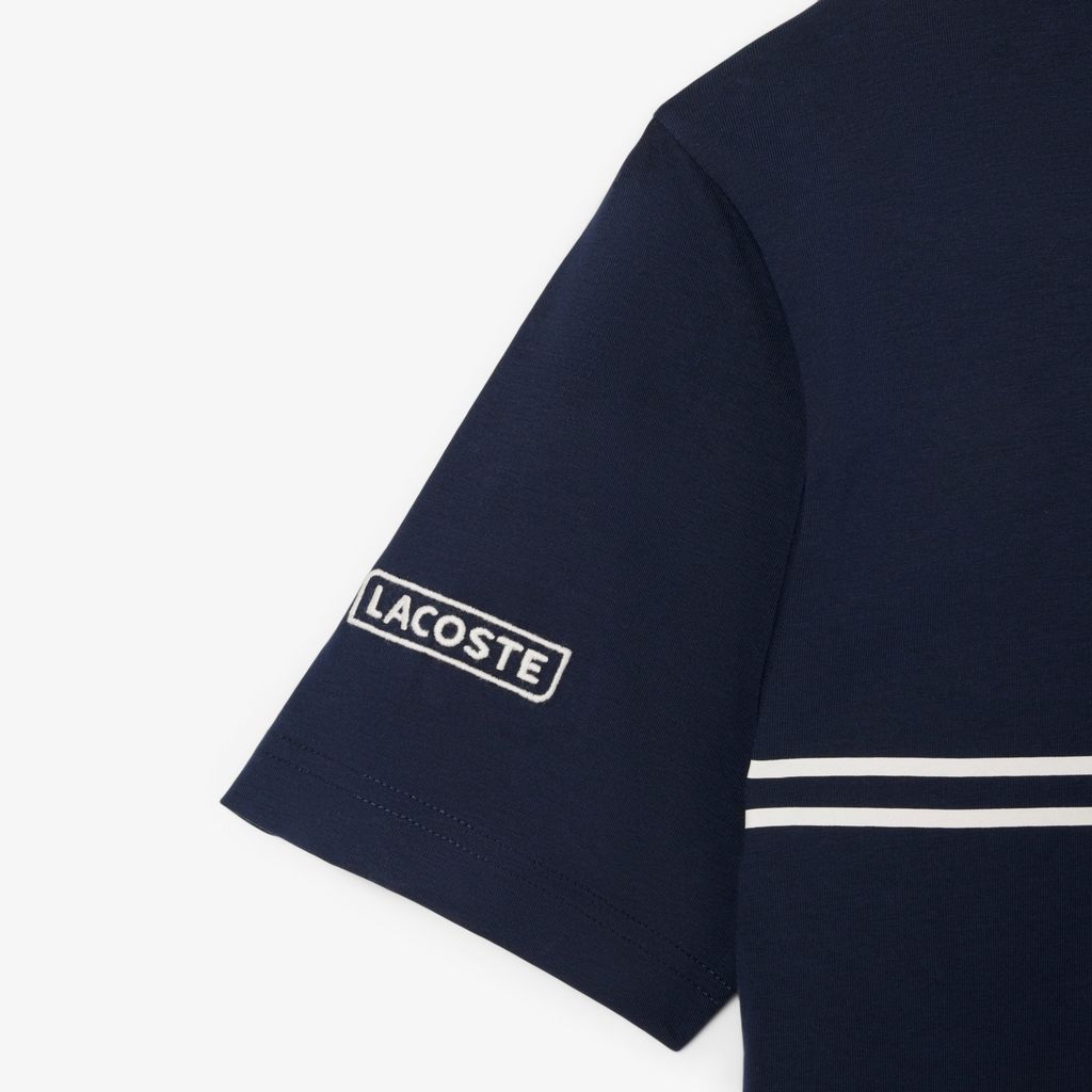 Áo Thun Lacoste Nam Chất Liệu Cotton Jersey Họa Tiết Thêu Và In
