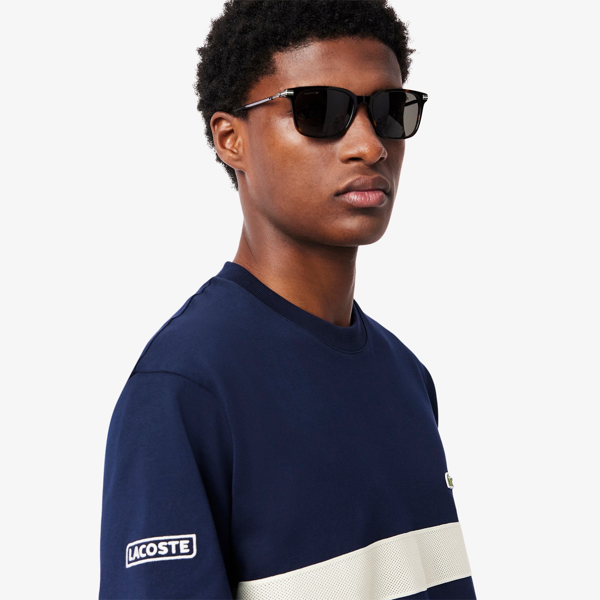 Áo Thun Lacoste Nam Band Chất Liệu Jersey Dày Có Lưới