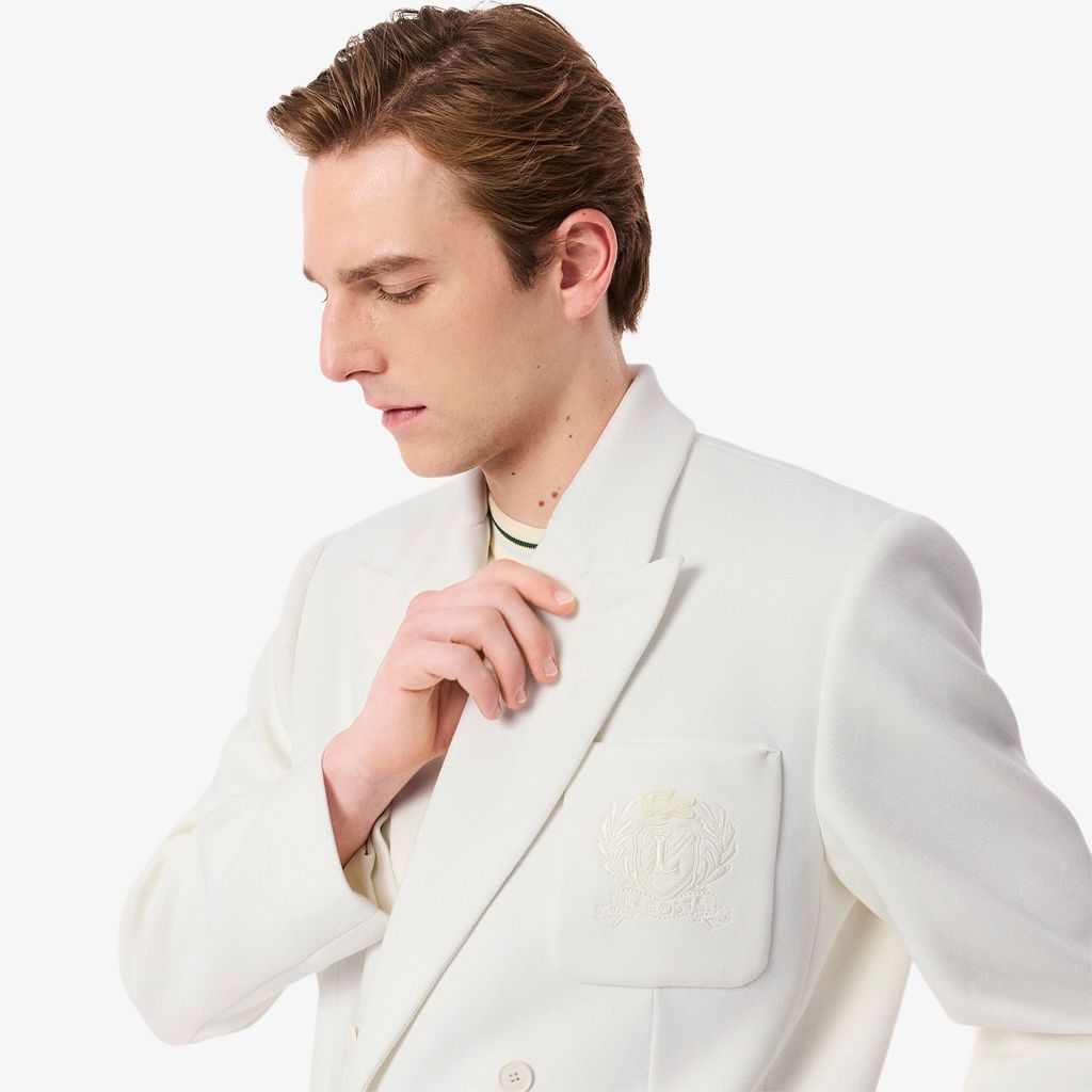 Áo Blazer Lacoste Nam Hai Hàng Cúc Huy Hiệu Di Sản Thêu