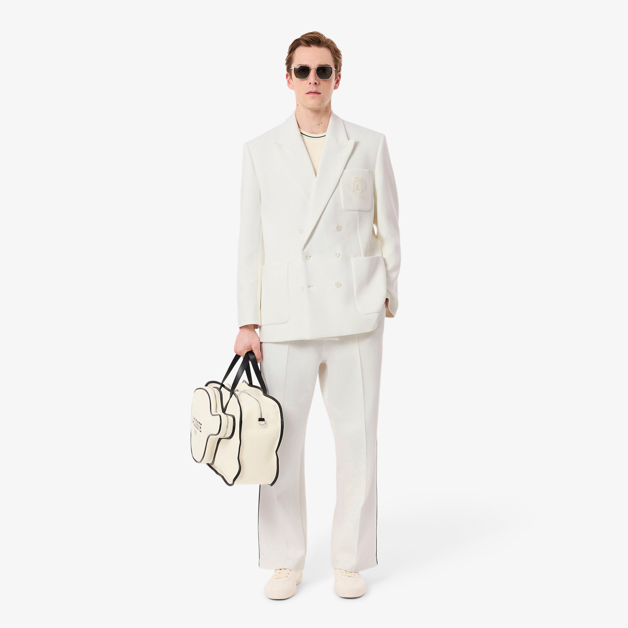 Áo Blazer Lacoste Nam Hai Hàng Cúc Huy Hiệu Di Sản Thêu