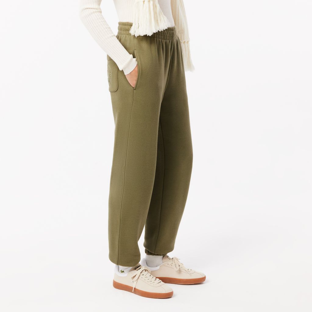 Quần Thể Thao Lacoste Nữ Ống Đứng Thêu Chất Liệu Fleece