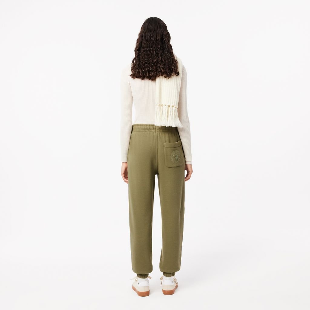 Quần Thể Thao Lacoste Nữ Ống Đứng Thêu Chất Liệu Fleece