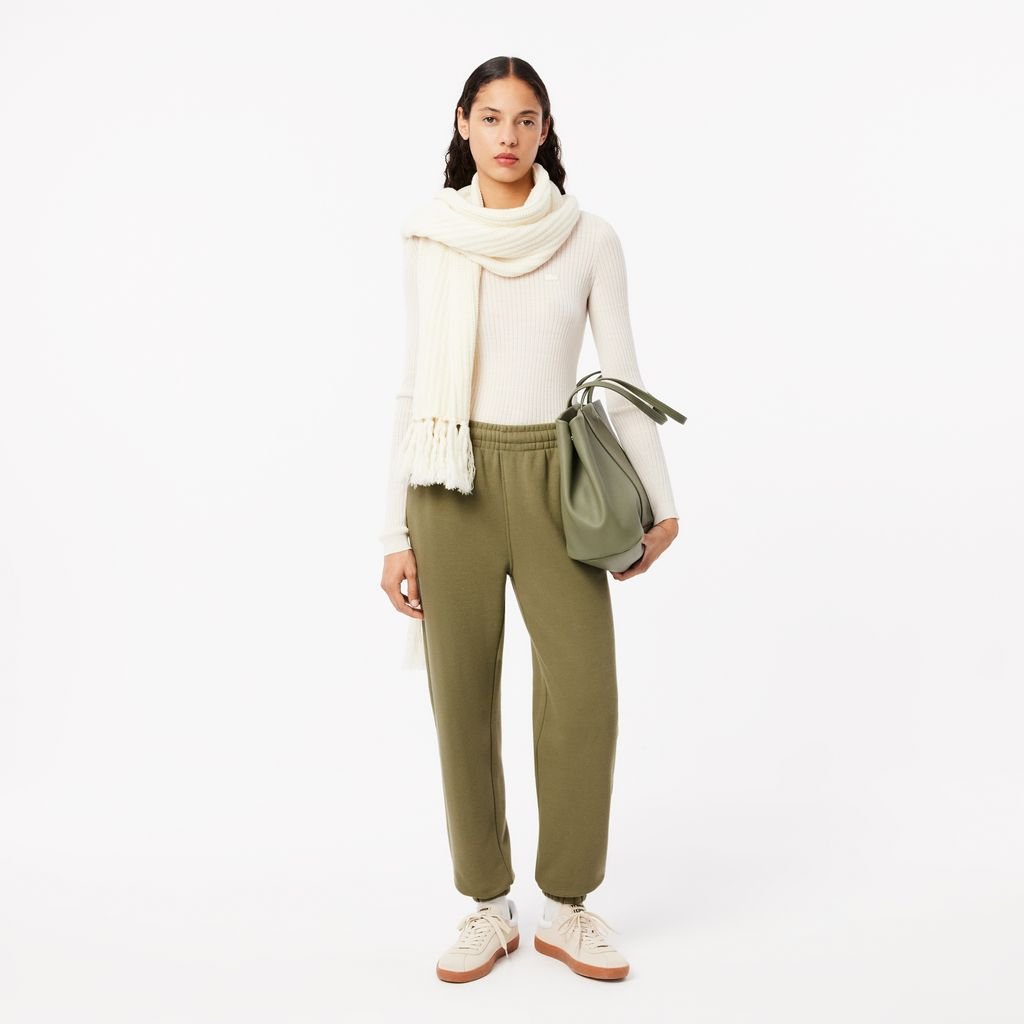 Quần Thể Thao Lacoste Nữ Ống Đứng Thêu Chất Liệu Fleece
