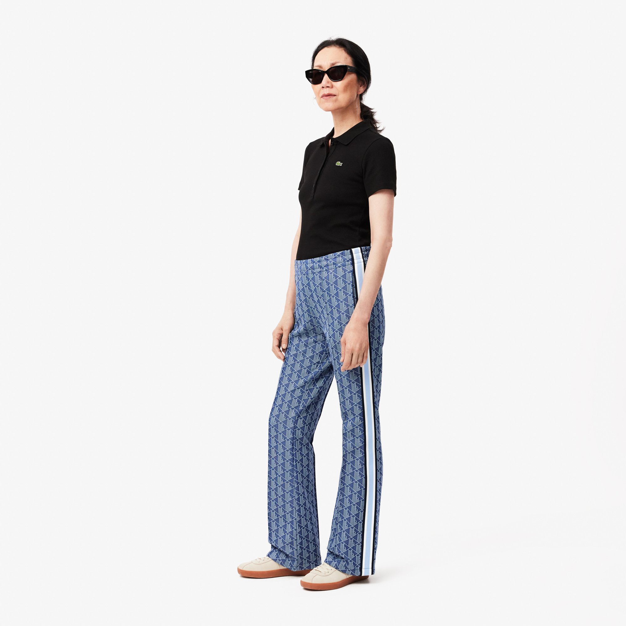Quần Thể Thao Ống Loe Lacoste Nữ Họa Tiết Monogram