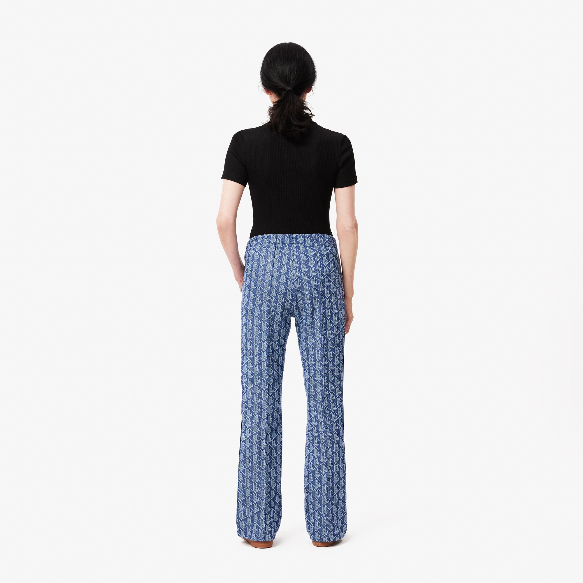 Quần Thể Thao Ống Loe Lacoste Nữ Họa Tiết Monogram