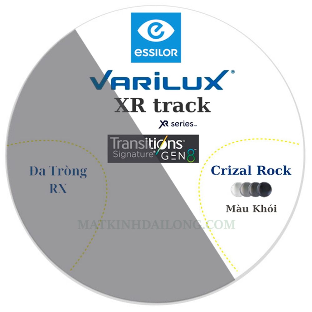  ĐA TRÒNG _ Essilor Varilux® XR Track 1.59 1.60 Đổi Màu CRIZAL ROCK UV 