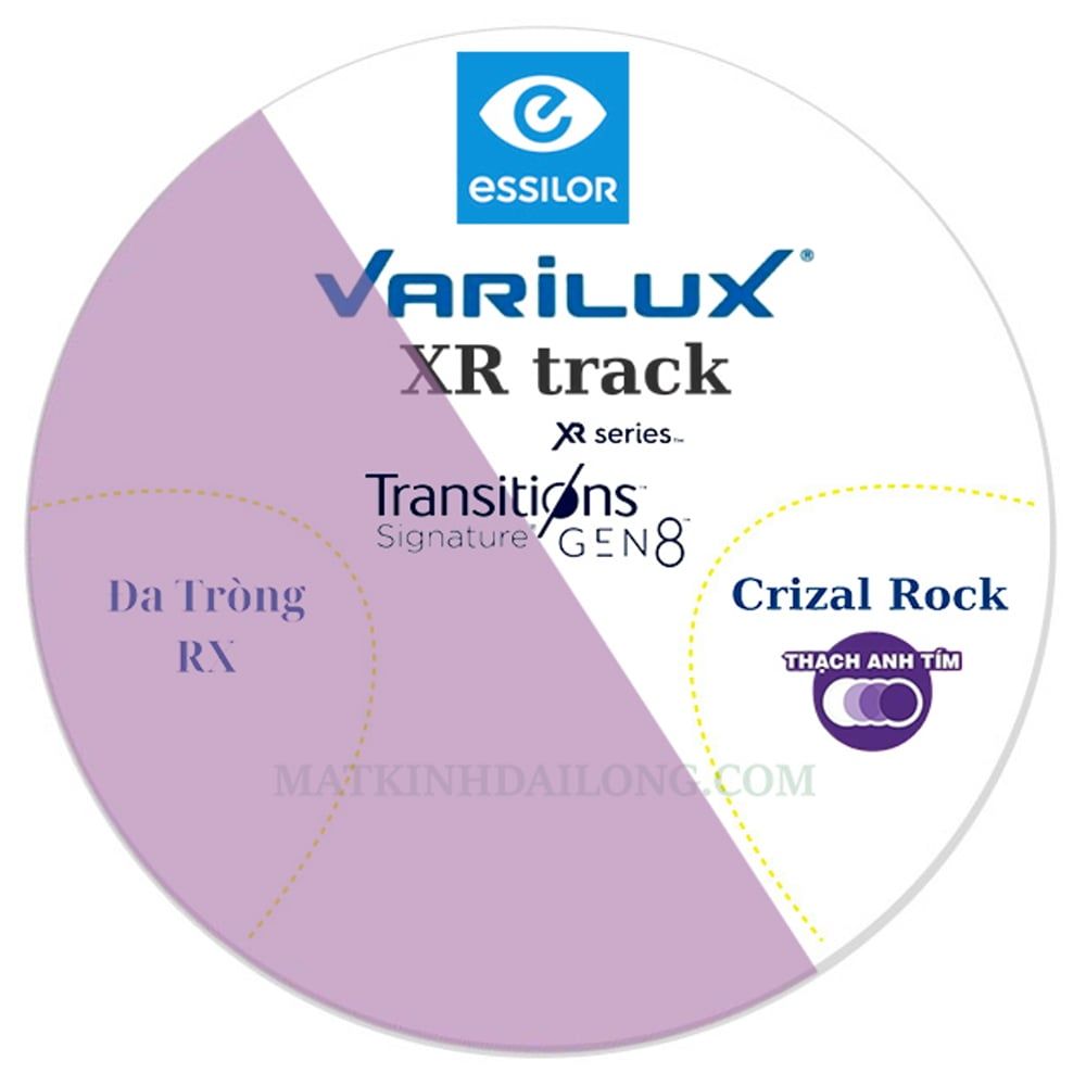  ĐA TRÒNG _ Essilor Varilux® XR Track 1.59 1.60 Đổi Màu CRIZAL ROCK UV 
