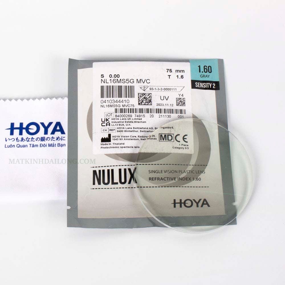 TRÒNG KÍNH _ HOYA NULUX ĐỔI MÀU UV 1.60 AS MVC 