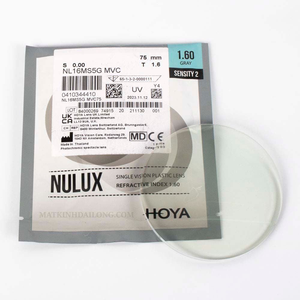  TRÒNG KÍNH _ HOYA NULUX ĐỔI MÀU UV 1.60 AS MVC 