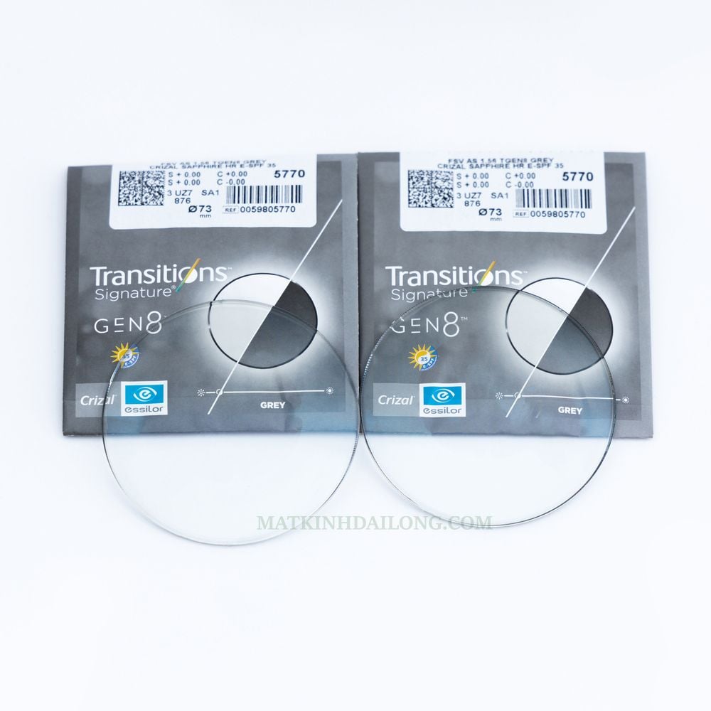  TRÒNG KÍNH  _ Essilor TR  GEN 8 Crizal® Sapphire™ HR  1.56  ĐỔI MÀU  UV 