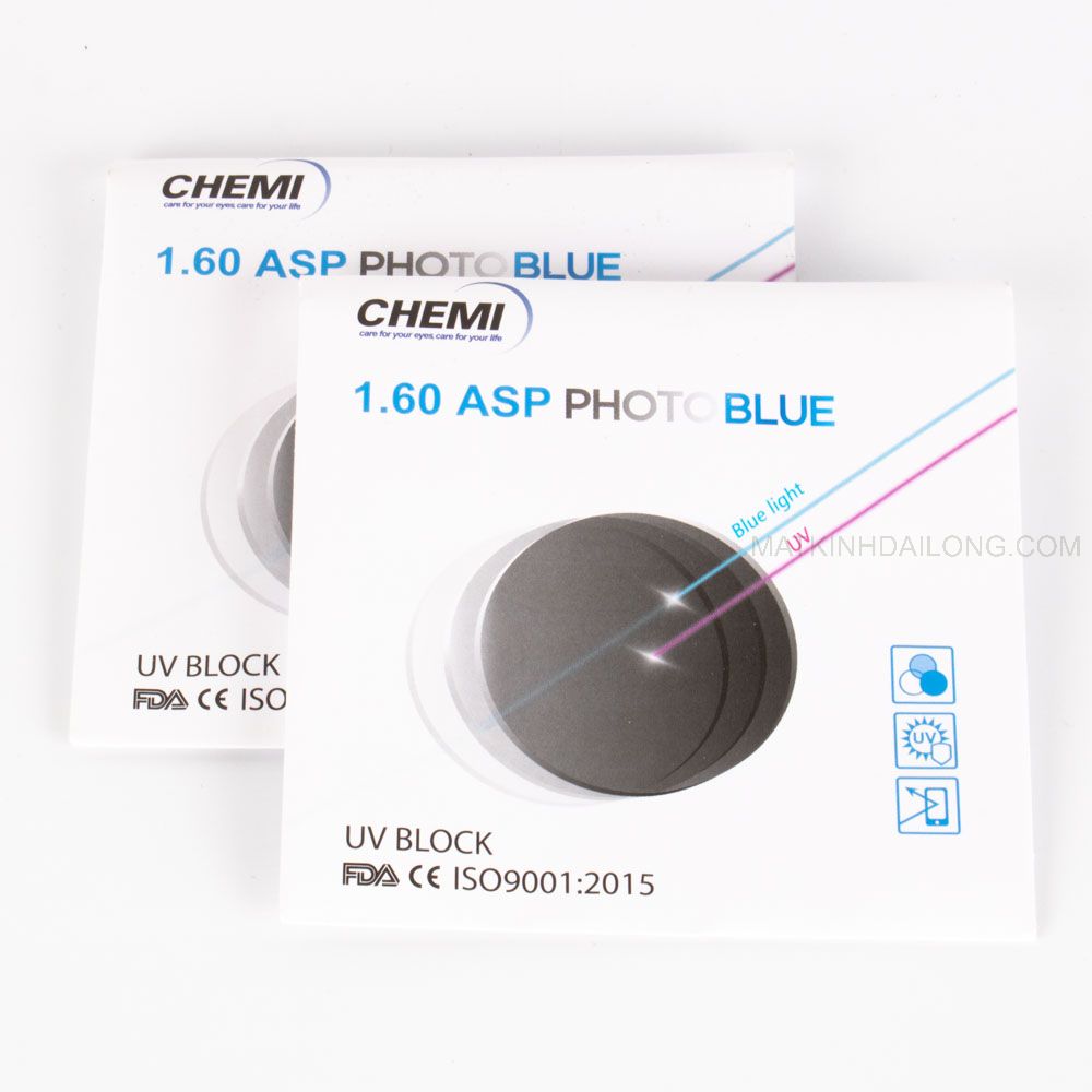  TRÒNG KÍNH _CHEMI ĐỔI MÀU 1.60 PHOTO GRAY BLUE UV 