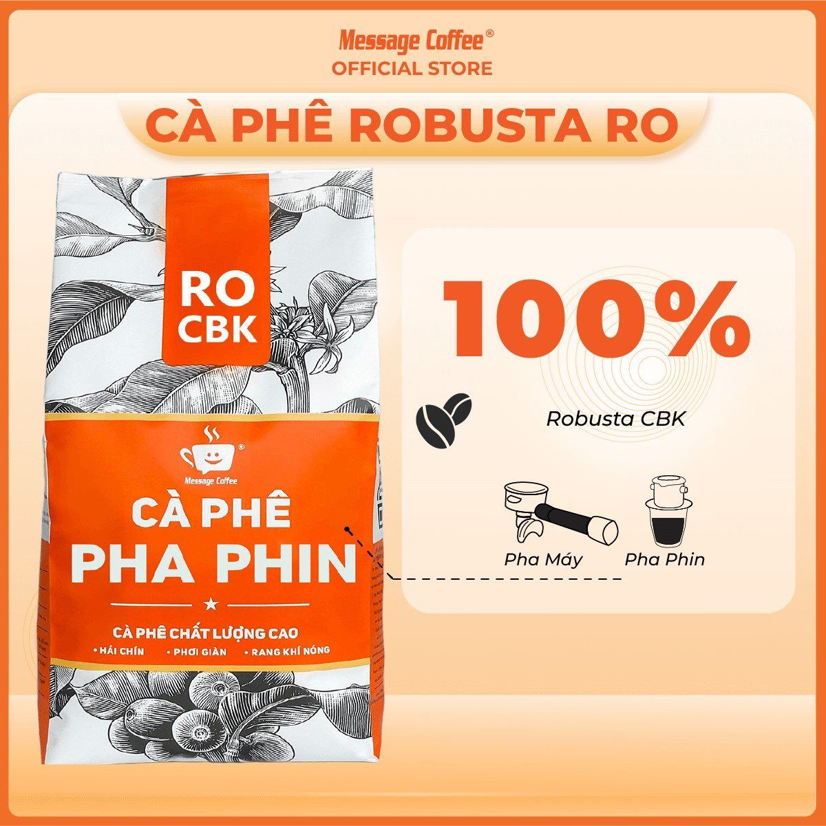  Cà phê ROBUSTA RO nguyên chất 10Kg, cà phê giá sỉ dành cho chủ quán từ Message Coffee 