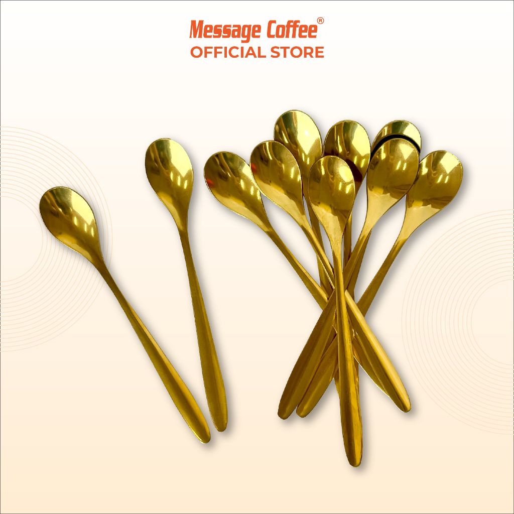  [COMBO 10 Cái] Thìa cafe ly thấp - 12cm Màu Vàng giá sỉ,  muỗng cà phê chuyên dụng dành cho quán 