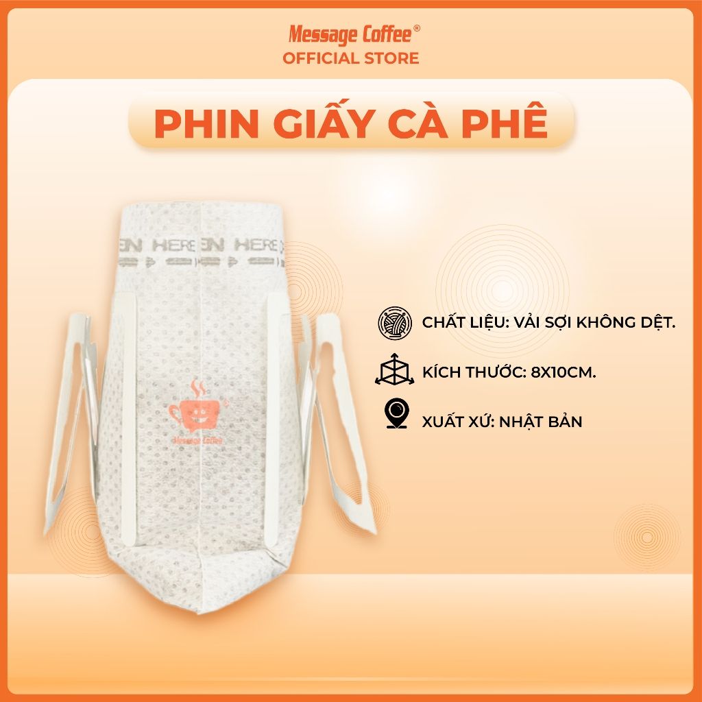  Phin giấy pha cà phê tiện lợi mang đi du lịch, phin pha cafe bằng giấy dùng một lần pha 20gram bột cà phê Message Coffee 