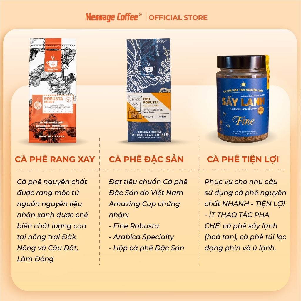  Cà phê nguyên chất MOKA Cầu Đất rang mộc thượng hạng, cà phê hạt cao cấp pha máy, pha coldbrew ngon từ Message Coffee 