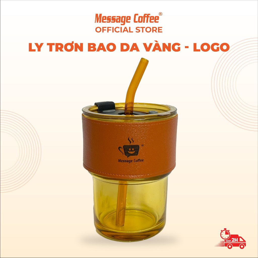  Ly Thủy Tinh Bao Da Cao Cấp, nhiều màu, Có ống hút và Bao da chống dính ướt tay từ Message Coffee 