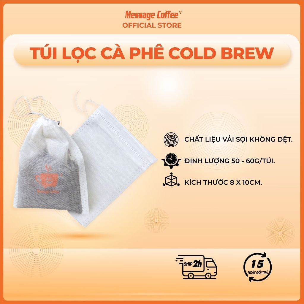  Túi lọc trà, túi ủ cà phê Cold Brew làm bằng vải không dệt có dây rút tiện lợi đựng 60g cafe từ Message Coffee 