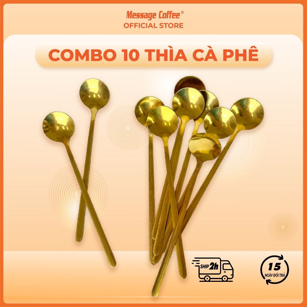  [COMBO 10 Cái] Thìa cafe Ly Cao - 15cm Màu Vàng giá sỉ, muỗng khuấy cà phê chuyên dụng dành cho quán 