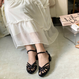  Sandal Nữ kiểu rọ cao gót 3F màu đen 