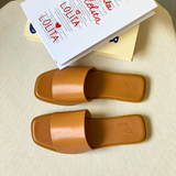  Dép bệt Nữ quai ngang đen da trơn 