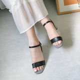  Sandal Nữ Cao gót Sọc Caro Quai Đen 